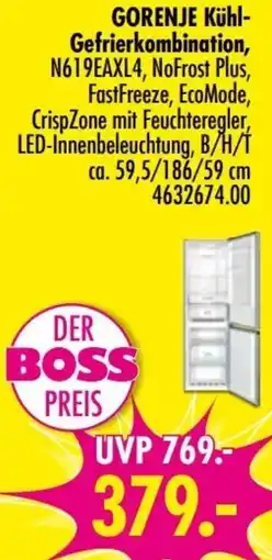 Möbel Boss GORENJE Kühl-Gefrierkombination Angebot