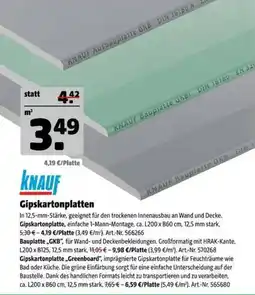 Hagebau KNAUF Gipskartonplatten Angebot
