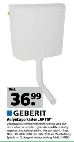 Hagebau GEBERIT Aufputzspülkasten „AP 110“ Angebot