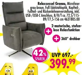 Relaxsessel Gronau, Microfaser grau-braun