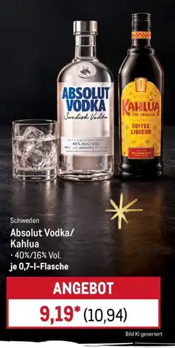METRO Absolut Vodka/Kahlua Angebot