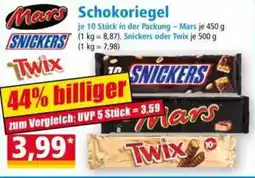 Norma Schokoriegel Mars Snickers Twix Angebot