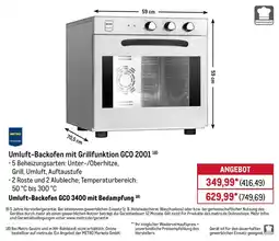 METRO Umluft-Backofen mit Grillfunktion GCO 2001 Angebot
