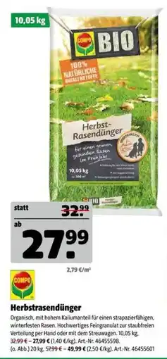 Hagebau COMPO BIO Herbst-Rasendünger Angebot