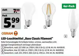 Hagebau OSRAM LED-Leuchtmittel ,,Base Classic Filament" Angebot