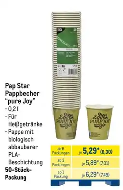 METRO Pap Star Pappbecher "pure Joy" Angebot