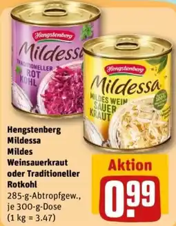 REWE Hengstenberg Mildessa Mildes Weinsauerkraut oder Traditioneller Rotkohl Angebot