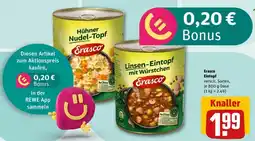 REWE Erasco Linsen-Eintopf mit Würstchen Angebot