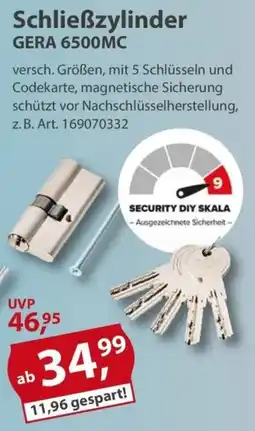 Sonderpreis Baumarkt Schließzylinder GERA 6500MC Angebot