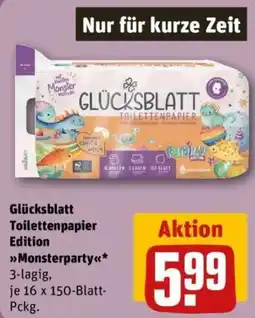 REWE Glücksblatt Toilettenpapier Edition »Monsterparty« Angebot