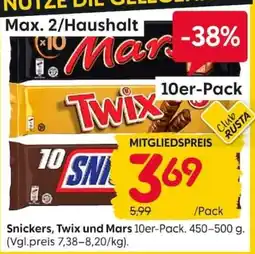 Rusta Snickers, Twix und Mars Angebot