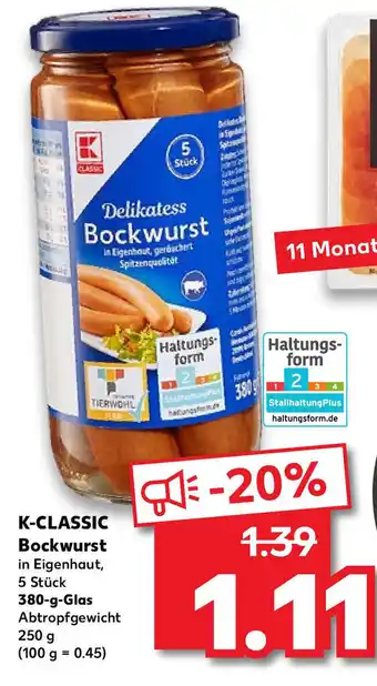 Kaufland K-Classic Bockwurst 380g Glas Angebot