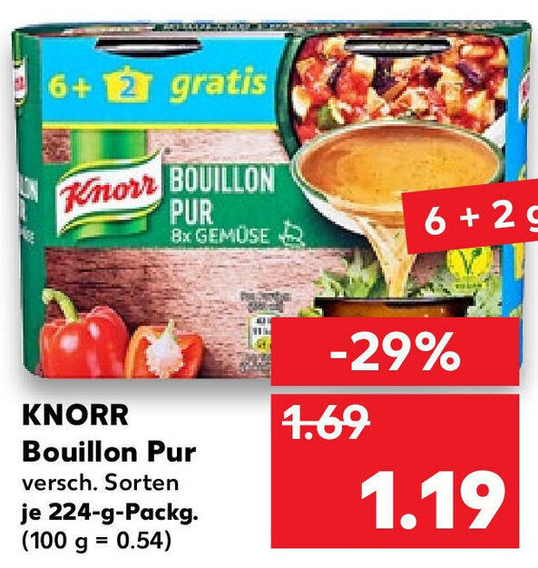 Knorr Bouillon Pur 224g Packg. Angebot bei Kaufland