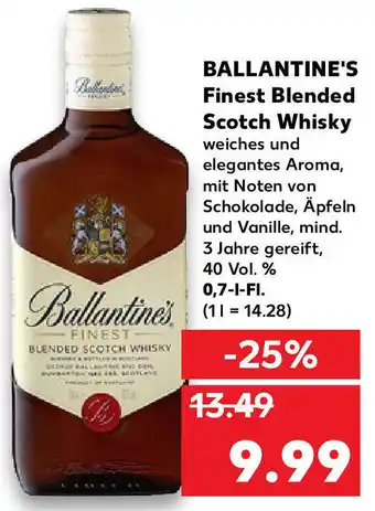 Kaufland Ballantine's Finest Blended Scotch Whisky 0,7L Fl. Angebot