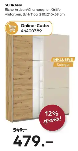 Möbel Buss SCHRANK Eiche Artisan/Champagner Angebot