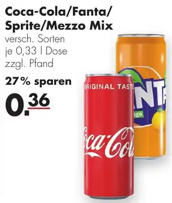 Handelshof Coca Cola, Fanta, Sprite oder Mezzo Mix 0,33L Dose Angebot