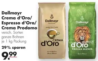 Handelshof Dallmayr Crema d'Oro/Espresso d'Oro/Crema Prodomo 1kg Packung Angebot