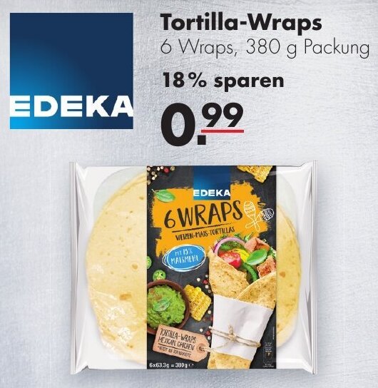 Edeka Tortilla Wraps 380g Packung Angebot bei Handelshof