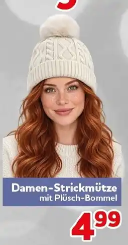 CENTERSHOP Damen-Strickmütze mit Plüsch-Bommel Angebot
