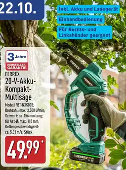 Aldi Nord FERREX 20-V-Akku-Kompakt-Multisäge Angebot