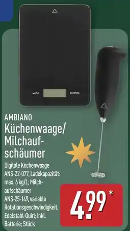 Aldi Nord AMBIANO Küchenwaage/Milchaufschäumer Angebot