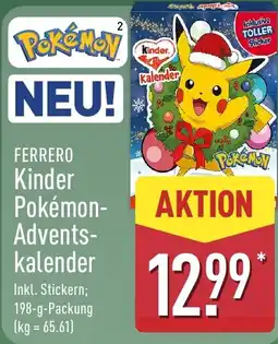 Aldi Nord FERRERO Kinder Pokémon-Adventskalender Angebot