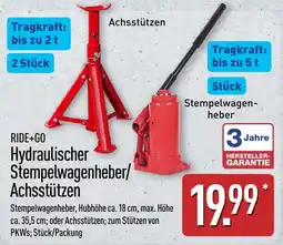 Aldi Nord RIDE+GO Hydraulischer Stempelwagenheber/Achsstützen Angebot