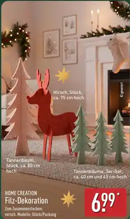 Aldi Nord HOME CREATION Filz-Dekoration Angebot