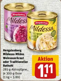 nahkauf Hengstenberg Mildessa Mildes Weinsauerkraut oder Traditioneller Rotkohl Angebot