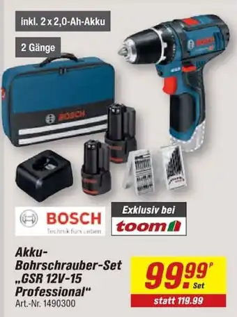 BOSCH Akku-Bohrschrauber-Set „GSR 12V-15 Professional“