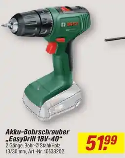 toom Baumarkt Akku-Bohrschrauber „EasyDrill 18V-40“ Angebot