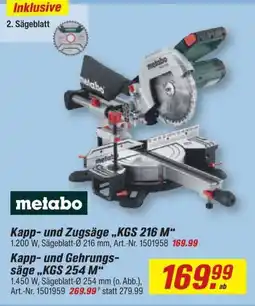 toom Baumarkt metabo Kapp- und Zugsäge „KGS 216 M“ Angebot
