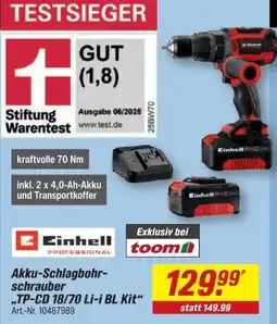 toom Baumarkt Akku-Schlagbohr-schrauber Einhell PROFESSIONAL Angebot
