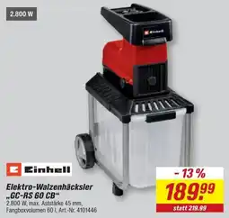 toom Baumarkt Einhell Elektro-Walzenhäcksler „GC-RS 60 CB“ Angebot