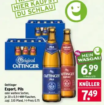 Wasgau Oettinger Export, Pils Angebot