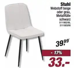 Poco Stuhl Webstoff beige oder grau, Metallfüße schwarz Angebot