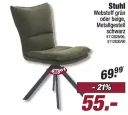 Poco Stuhl Webstoff grün oder beige, Metallgestell schwarz Angebot