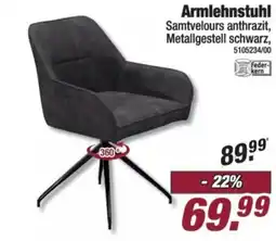 Poco Armlehnstuhl Samtvelours anthrazit, Metallgestell schwarz Angebot