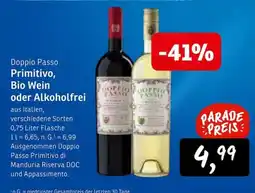 KONSUM Doppio Passo Primitivo, Bio Wein oder Alkoholfrei Angebot