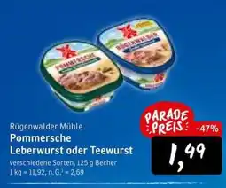KONSUM Rügenwalder Mühle Pommersche Leberwurst oder Teewurst Angebot