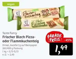 KONSUM Tante Fanny Frischer Blech Pizza- oder Flammkuchenteig Angebot