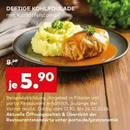 porta DEFTIGE KOHLROULADE mit Kartoffelstampf Angebot