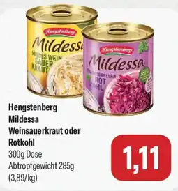 Feneberg Hengstenberg Mildessa Weinsauerkraut oder Rotkohl Angebot