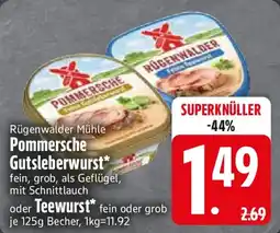 Edeka Rügenwalder Mühle Pommersche Gutsleberwurst oder Teewurst Angebot