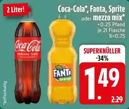 Edeka Coca-Cola, Fanta, Sprite oder mezzo mix Angebot