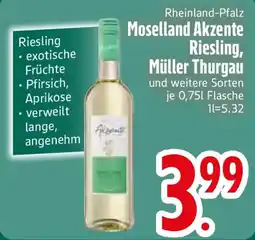 Edeka Rheinland-Pfalz Moselland Akzente Riesling, Müller Thurgau Angebot
