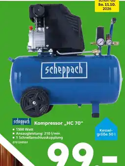 Globus Baumarkt scheppach Kompressor „HC 70“ Angebot
