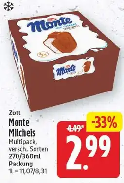 EDEKA Wucherpfennig Zott Monte Milchseis Angebot