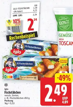 EDEKA Wucherpfennig Iglo Fischstäbchen Angebot
