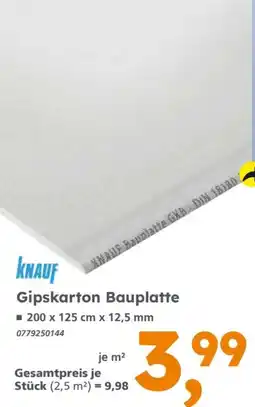 Globus Baumarkt knauf Gipskarton Bauplatte Angebot